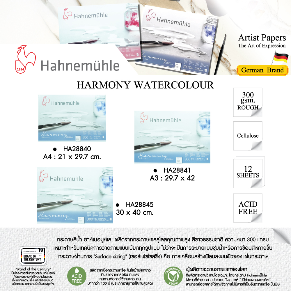สมุดวาดสีน้ำ 300 แกรม ROUGH Hahnemuhle HA28840,HA28841,HA28845