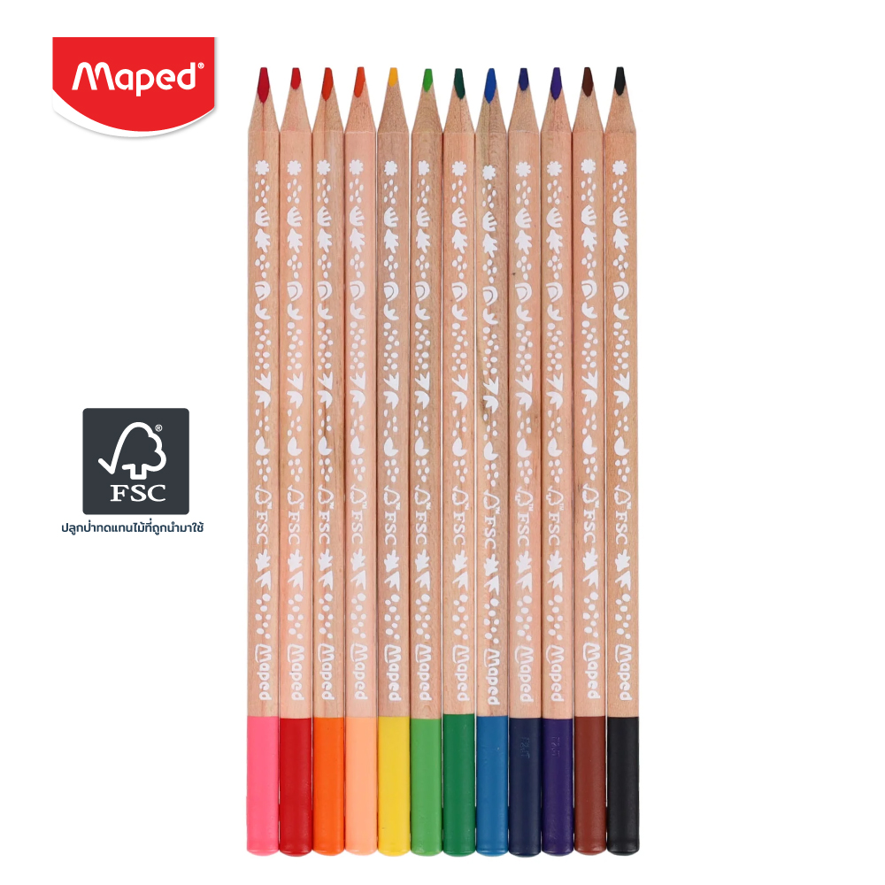 สีไม้ 12 สี SMILING PLANET FSC Maped CO/831800
