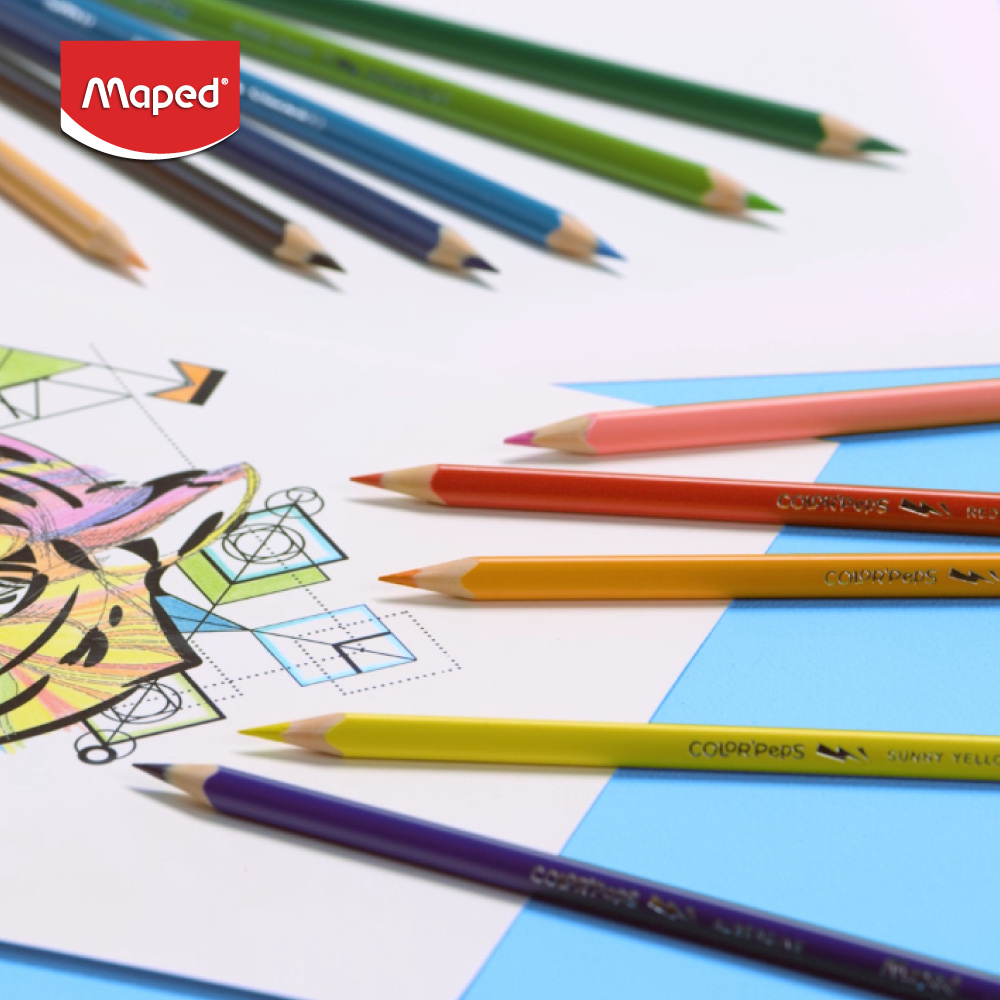 ดินสอสี สตรอง 12 สี แถมฟรี กบเหลา COLOR'PEPS STRONG Maped CO/862712