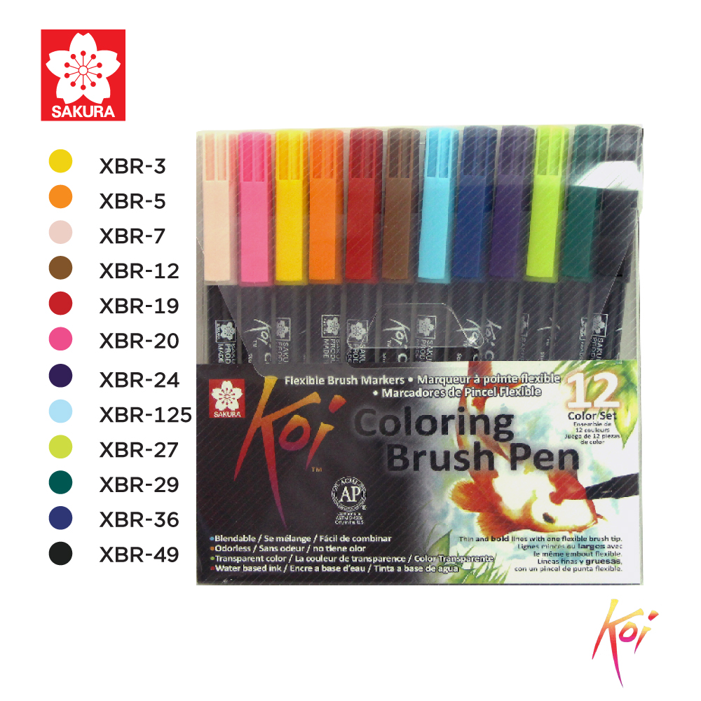 Koi Coloring Brush Pen set, 24 colours