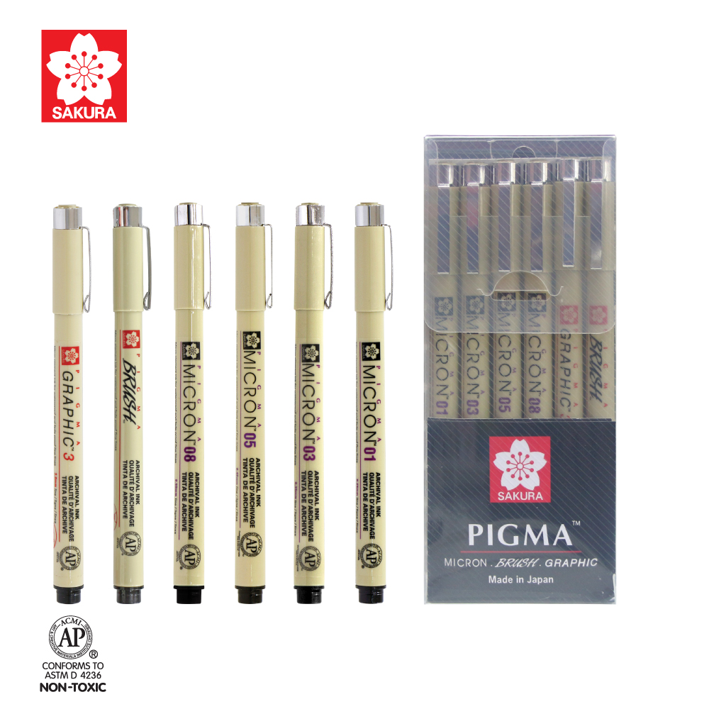 ปากกา PIGMA เซ็ตรวม 6 ด้าม SAKURA XSDK-SET